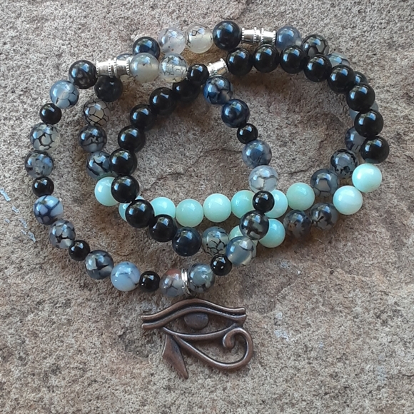 Amazonite Black Obsidian Combo Healing Set - Picture 1 of 4